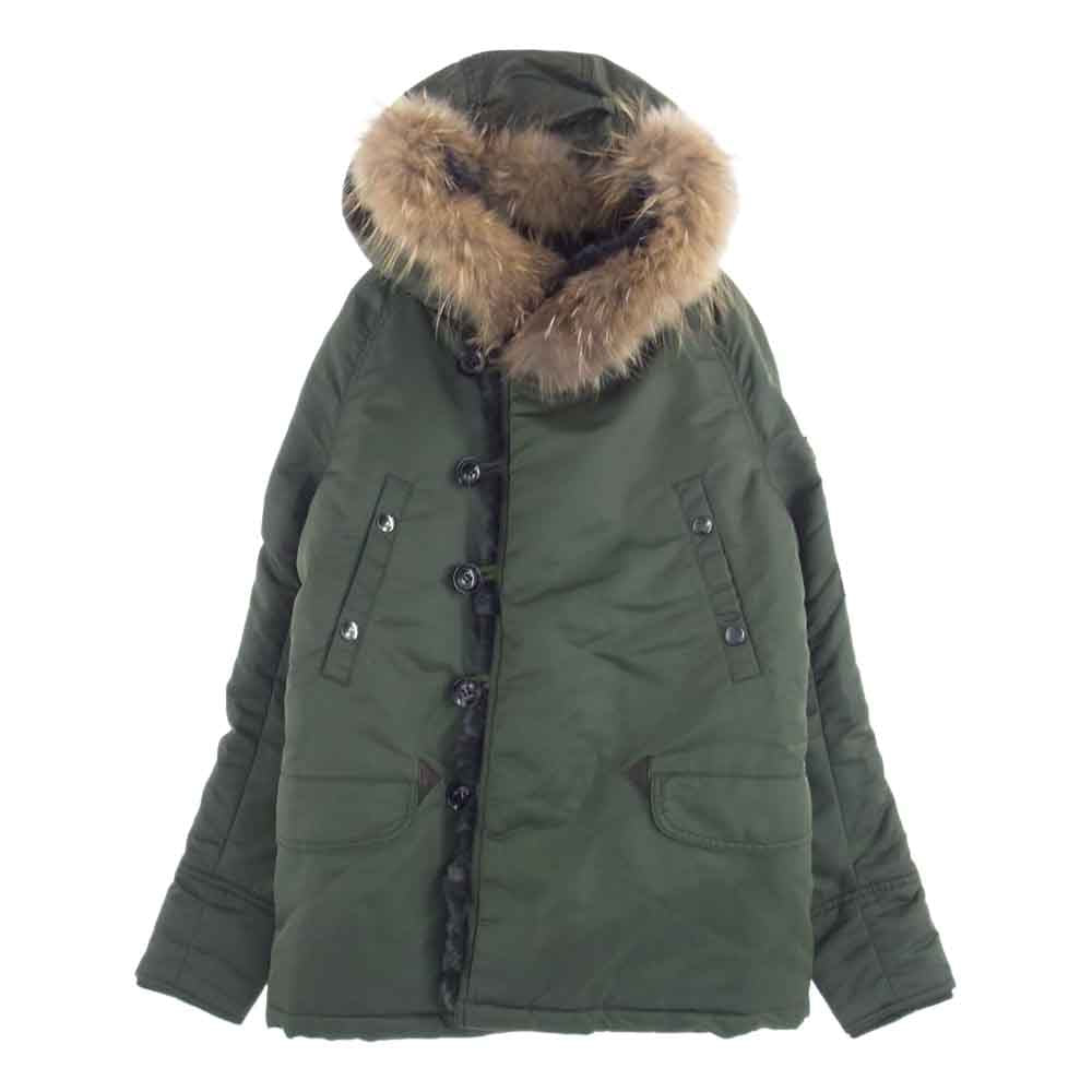 junhashimoto ジュンハシモト 14AW BLS1304007 VINTAGE N-3B + FUR 裏総ラビットファー ミリタリー フライト ジャケット モスグリーン系 2【中古】