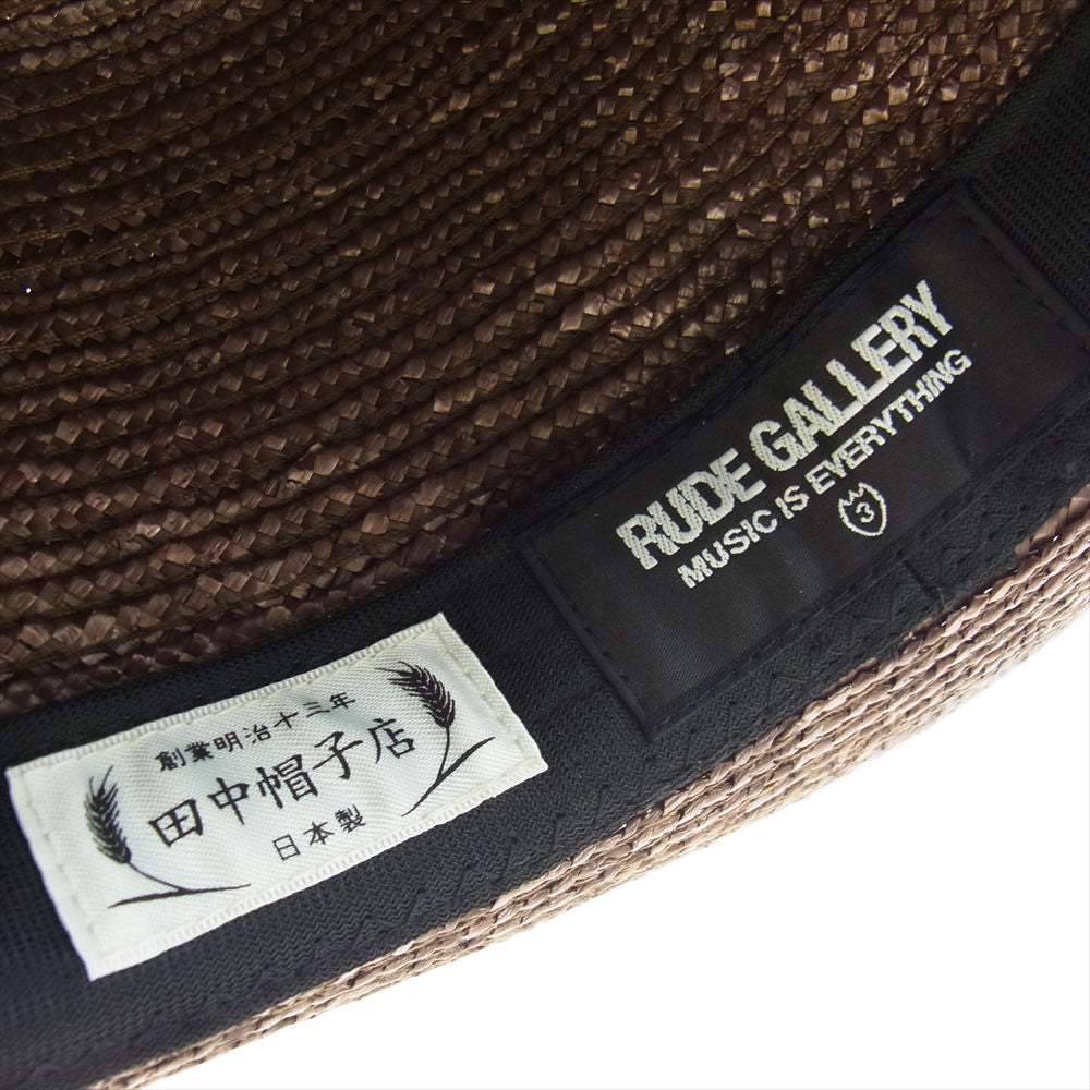 RUDE GALLERY ルードギャラリー THE HAT BWOY CLUB 田中帽子店 中折れ ラフィア 麦わら ハット 帽子 ブラウン系 3【中古】