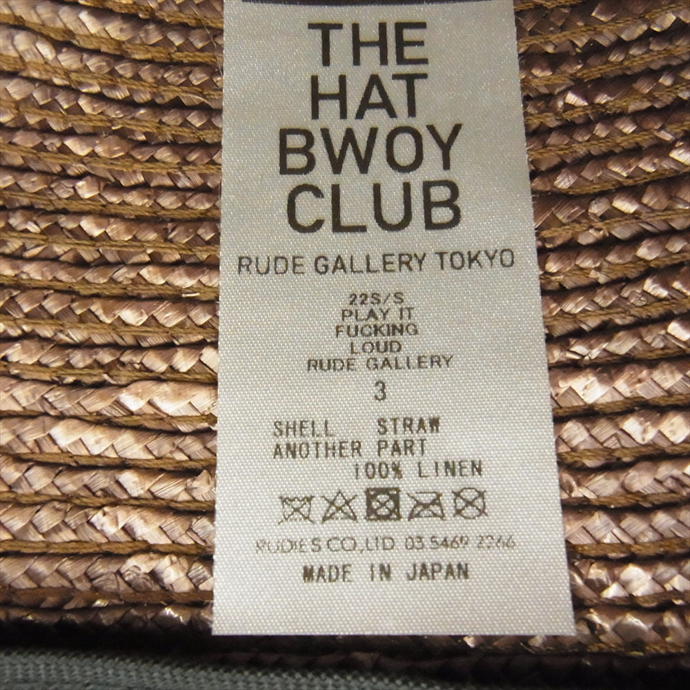 RUDE GALLERY ルードギャラリー THE HAT BWOY CLUB 田中帽子店 中折れ ラフィア 麦わら ハット 帽子 ブラウン系 3【中古】