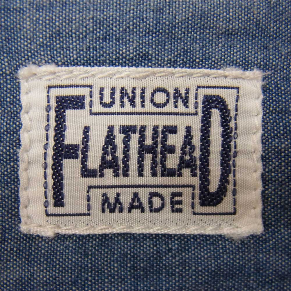 THE FLAT HEAD ザフラットヘッド ヒッコリー ストライプ チンストラップ シャツ ネイビー系 40【中古】