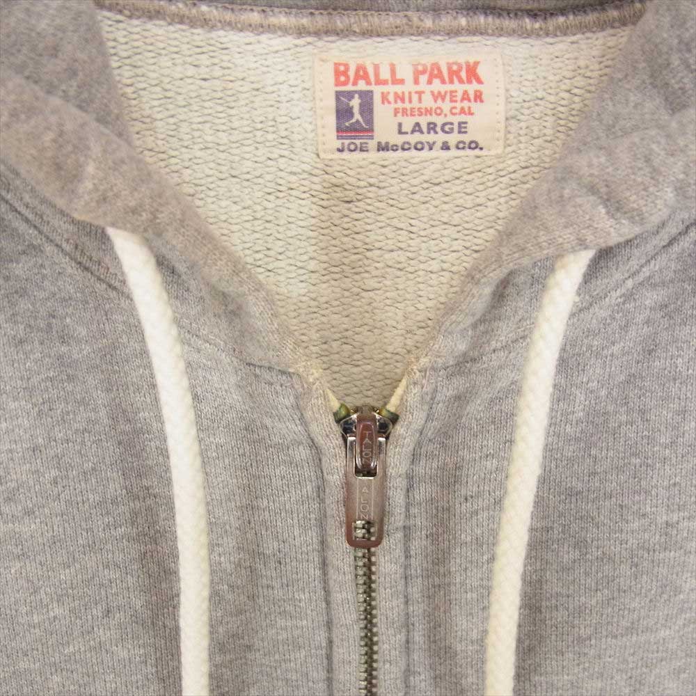The REAL McCOY'S ザリアルマッコイズ JOE McCOY ジョーマッコイ BALL PARK ボールパーク ジップアップ パーカー グレー系 L【中古】