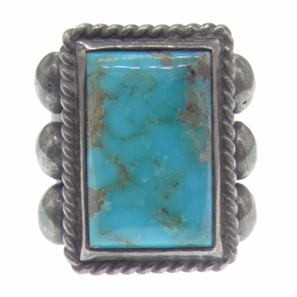 LARRY SMITH ラリースミス 6 POINT RECTANGLE TURQUOISE RING 6ポイント ターコイズ リング 16号【中古】