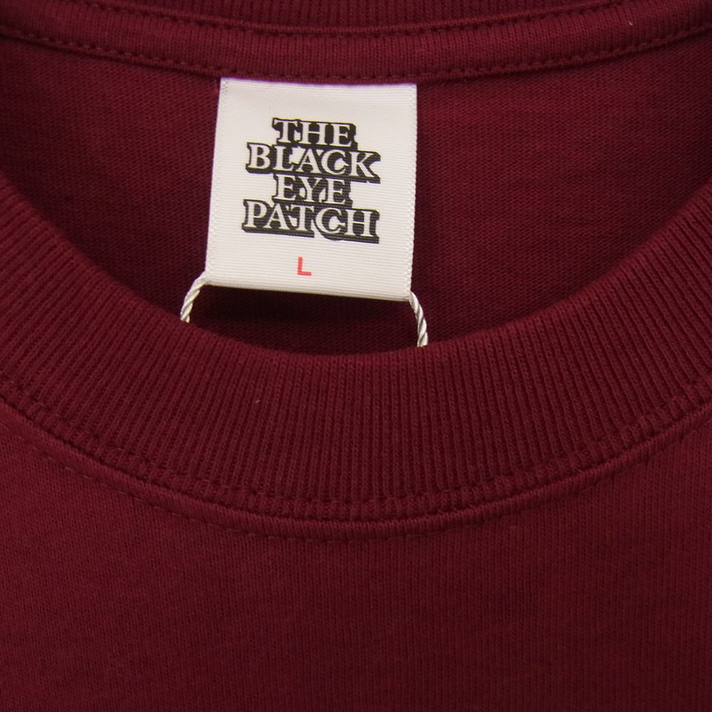 ブラックアイパッチ 21AW BEPFW21TE20 Handle With Care TEE プリント 半袖 Tシャツ エンジ系 L【新古品】【未使用】【中古】