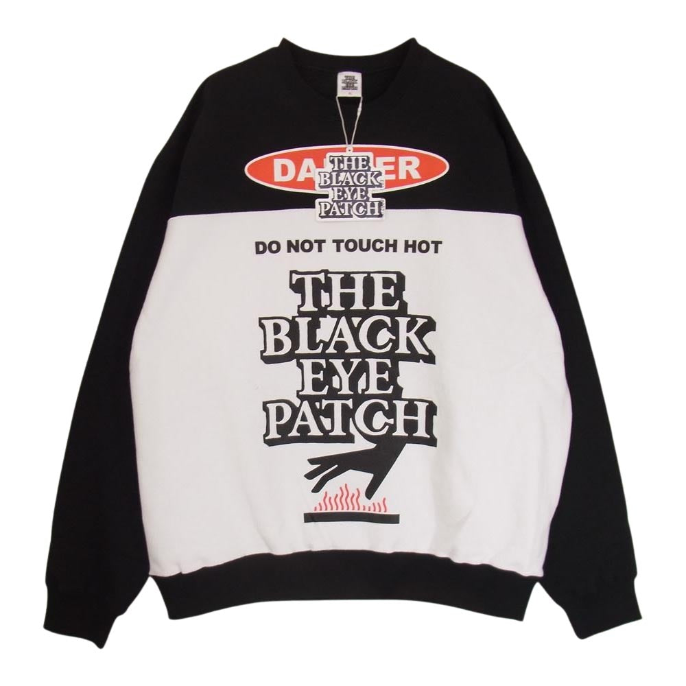 ブラックアイパッチ 22AW BEPFW22TP46 DANGER HOT LABEL CREWSWEAT デンジャー ホット レーベル クルー スウェット ブラック系 XL【新古品】【未使用】【中古】