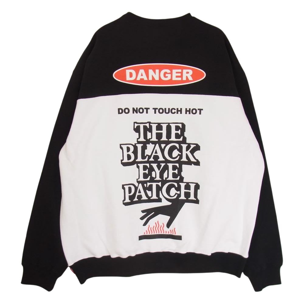 ブラックアイパッチ 22AW BEPFW22TP46 DANGER HOT LABEL CREWSWEAT デンジャー ホット レーベル クルー スウェット ブラック系 XL【新古品】【未使用】【中古】