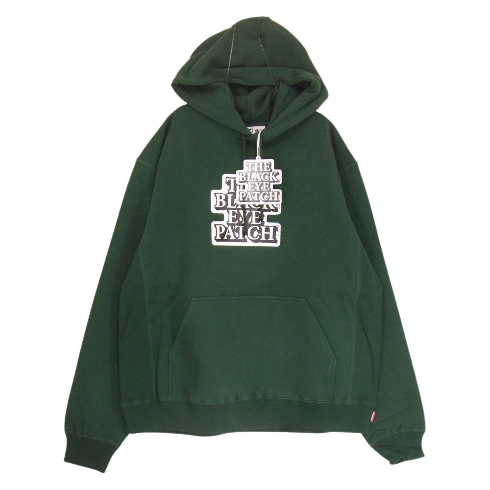 ブラックアイパッチ 21AW BEPFW21TP27 OG LABEL HOODIE レーベル ロゴ フーディー プルオーバ― パーカー グリーン系 M【新古品】【未使用】【中古】
