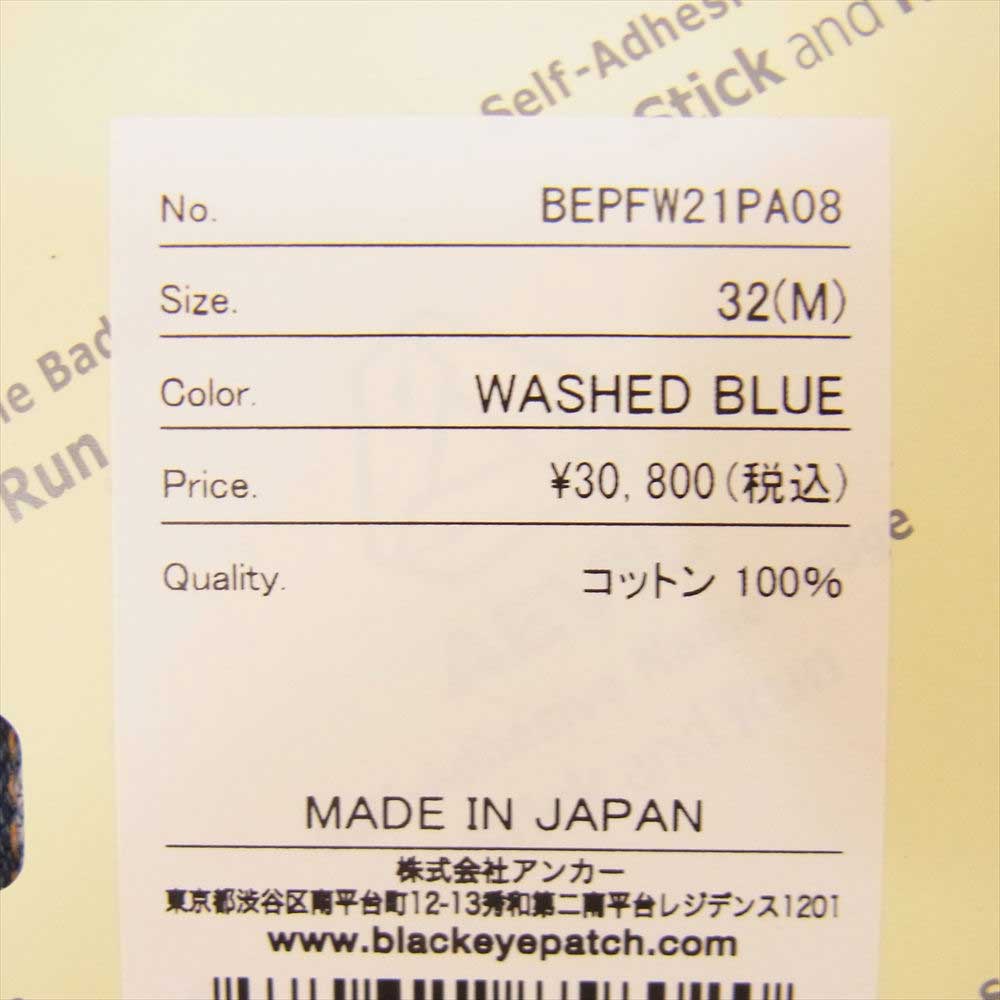 ブラックアイパッチ 21AW BEPFW21PA08 Emblem Baggy Jeans エンブレム バギー ジーンズ デニム パンツ インディゴブルー系 32【新古品】【未使用】【中古】
