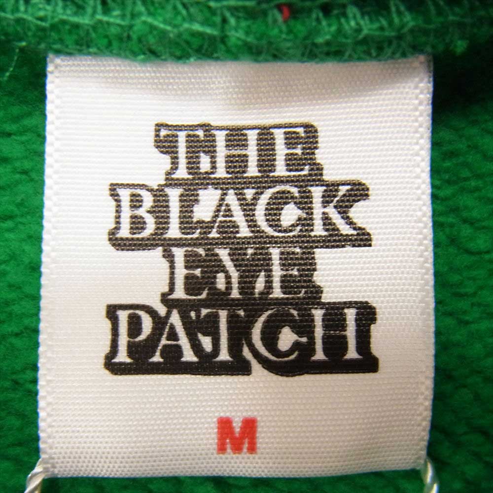 ブラックアイパッチ 22AW BEPFW22TP40 HANDLE WITH CARE LABEL HOODIE GREEN ハンドル ウィズ ケア レーベル 刺繍 フーディー プルオーバ― パーカー グリーン系 M【新古品】【未使用】【中古】