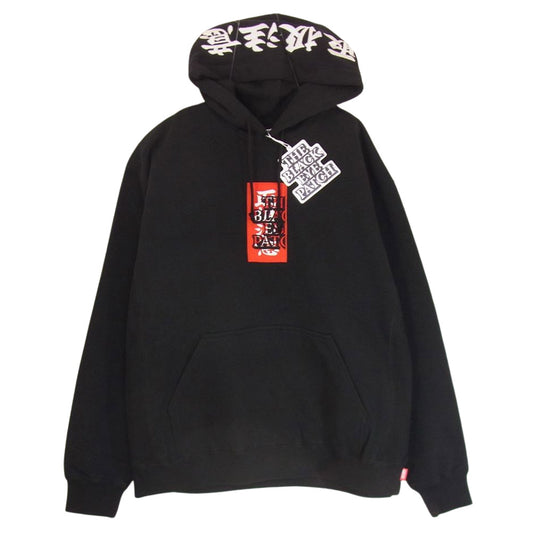 ブラックアイパッチ 22AW BEPFW22TP40 HANDLE WITH CARE LABEL HOODIE BLACK ハンドル ウィズ ケア レーベル 刺繍 フーディー プルオーバ― パーカー ブラック系 L【新古品】【未使用】【中古】