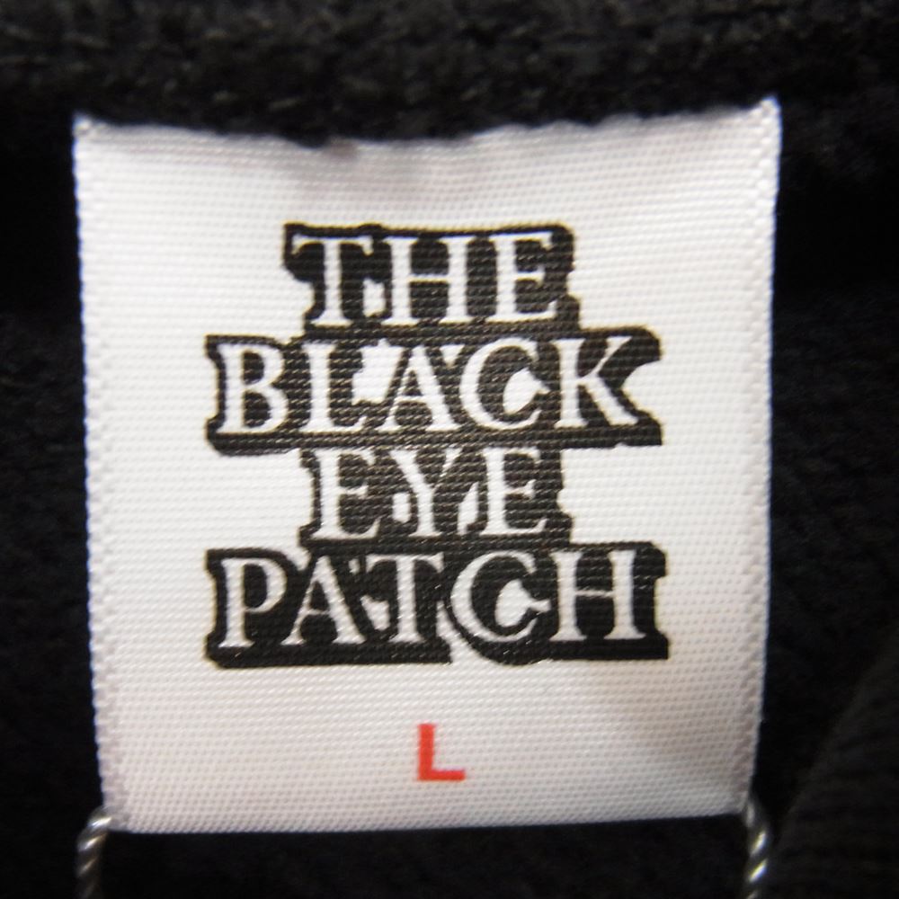 ブラックアイパッチ 22AW BEPFW22TP40 HANDLE WITH CARE LABEL HOODIE BLACK ハンドル ウィズ ケア レーベル 刺繍 フーディー プルオーバ― パーカー ブラック系 L【新古品】【未使用】【中古】