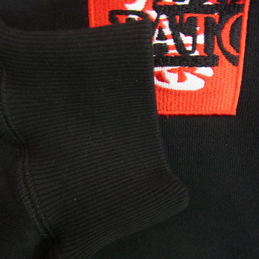 ブラックアイパッチ 22AW BEPFW22TP40 HANDLE WITH CARE LABEL HOODIE BLACK ハンドル ウィズ ケア レーベル 刺繍 フーディー プルオーバ― パーカー ブラック系 L【新古品】【未使用】【中古】