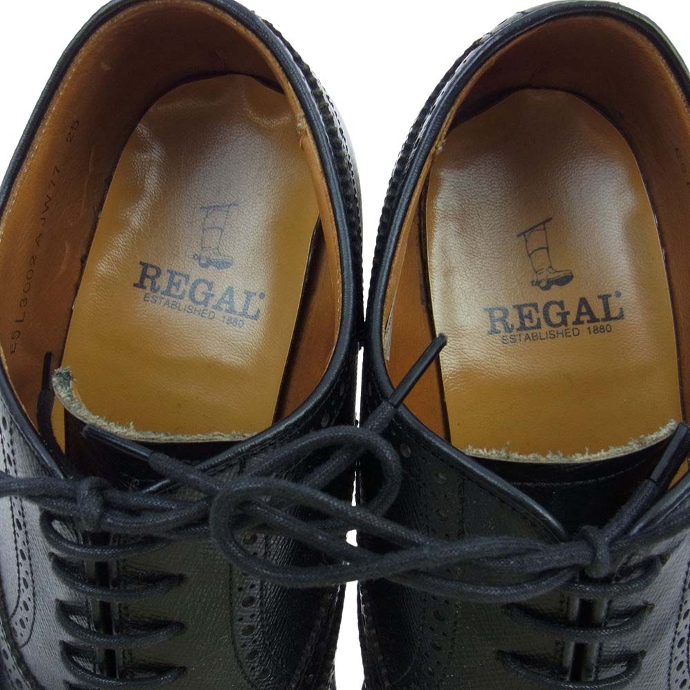 REGAL リーガル E5L3002 レザー ウィングチップシューズ ブラック ブラック系 25【中古】