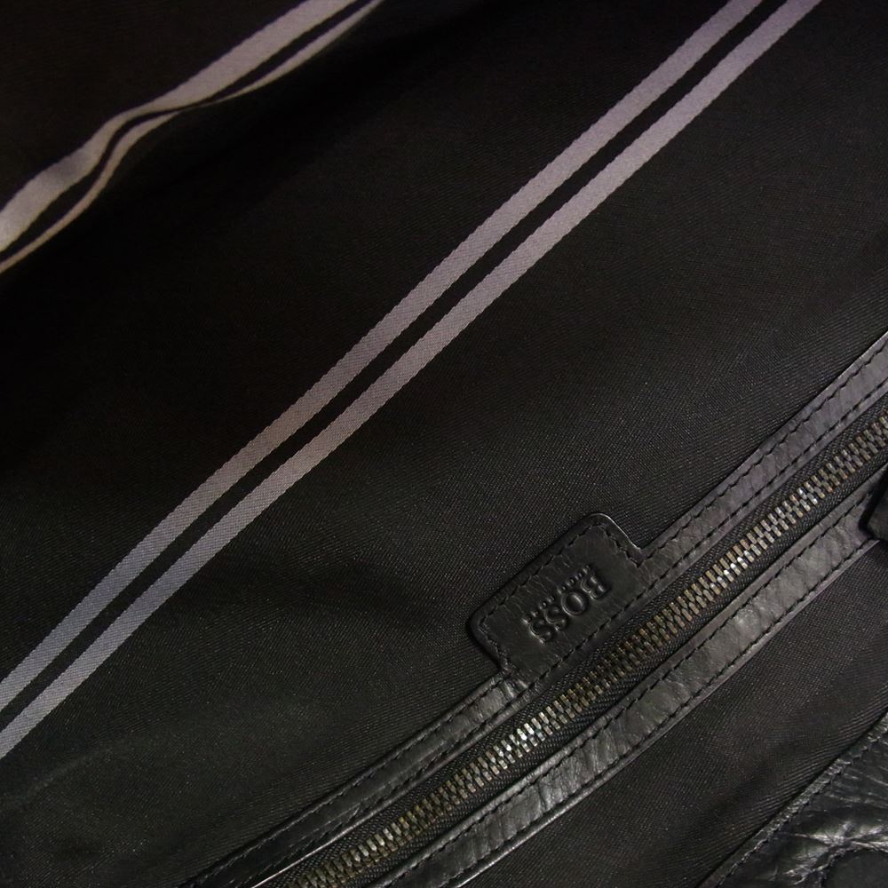 HUGO BOSS ヒューゴボス パスケース付き レザー トートバッグ ブラック系【中古】