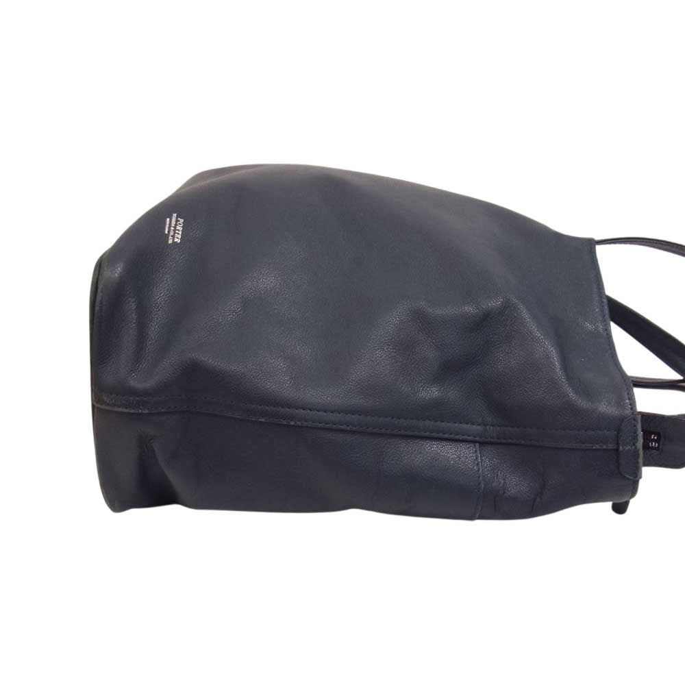 PORTER ポーター 吉田カバン LINK TOTE BAG リンク 牛ステア コンビネーション鞣し レザー トートバッグ ネイビー系【中古】