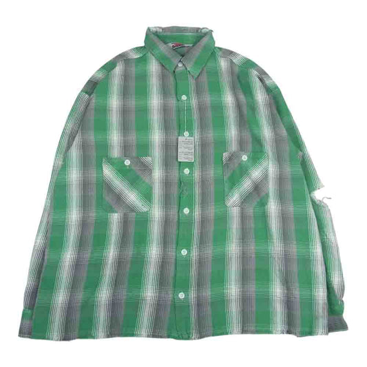 セントマイケル 23SS SM-S23-0000-088 × シャーマーアカデミー CHECK FRANNEL SHIRT チェック フランネル 長袖 シャツ グリーン系 L【新古品】【未使用】【中古】