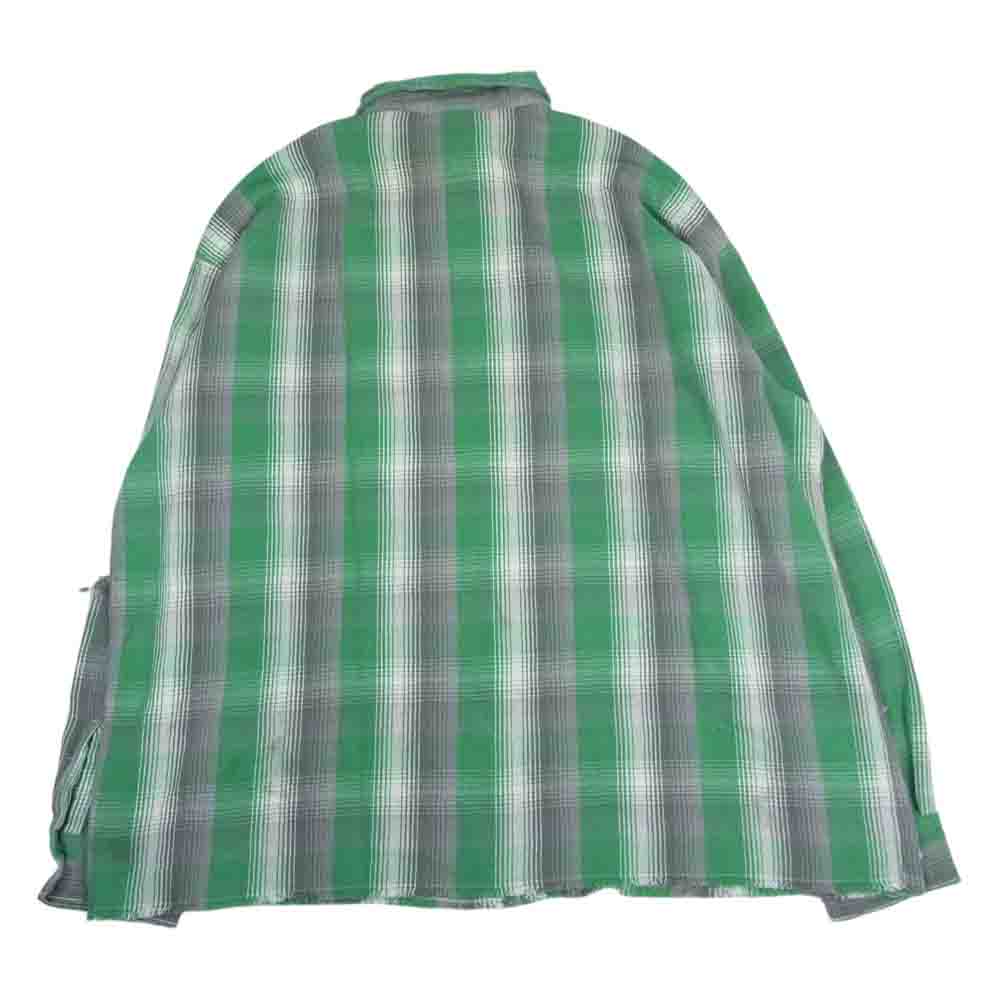 セントマイケル 23SS SM-S23-0000-088 × シャーマーアカデミー CHECK FRANNEL SHIRT チェック フランネル 長袖 シャツ グリーン系 L【新古品】【未使用】【中古】