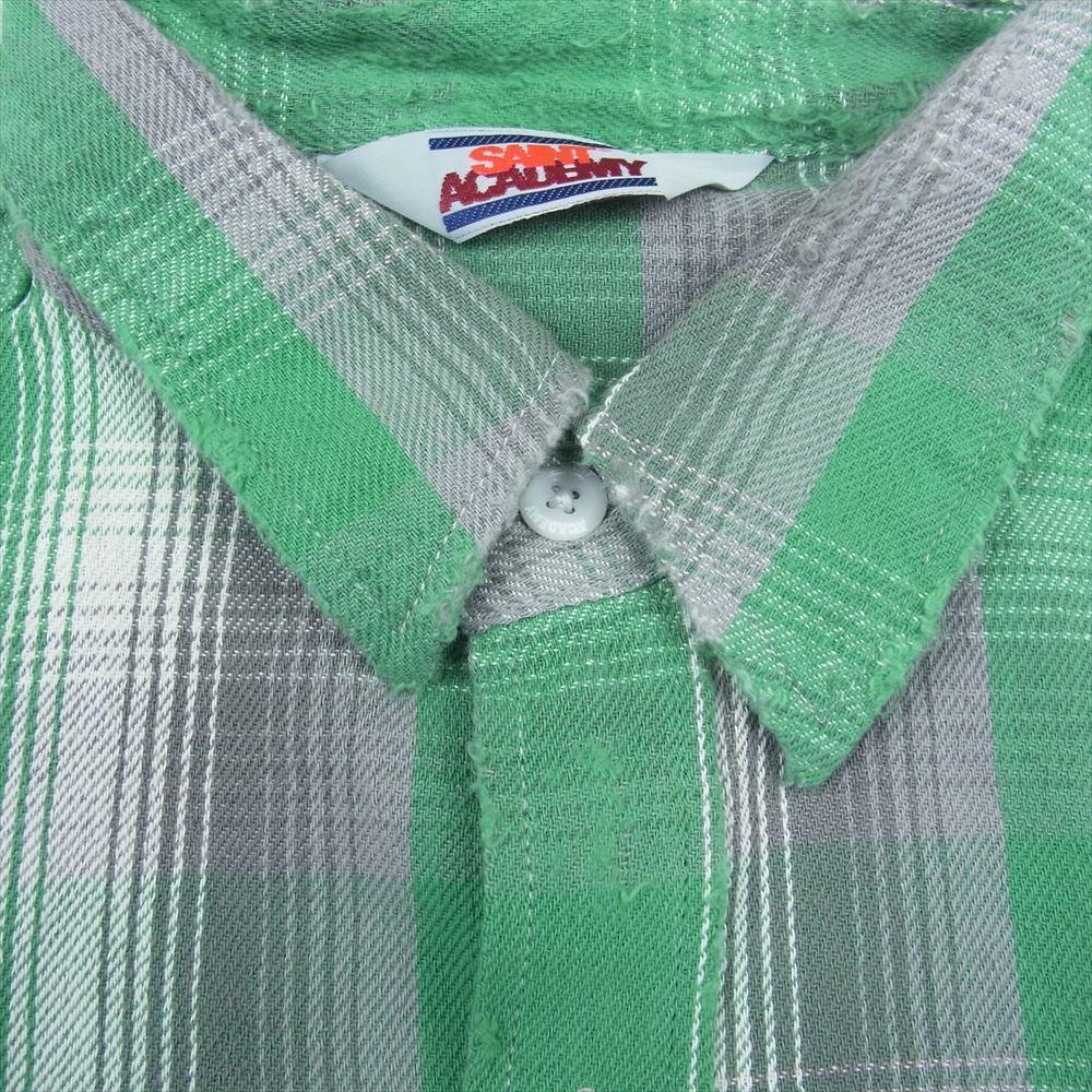 セントマイケル 23SS SM-S23-0000-088 × シャーマーアカデミー CHECK FRANNEL SHIRT チェック フランネル 長袖 シャツ グリーン系 L【新古品】【未使用】【中古】