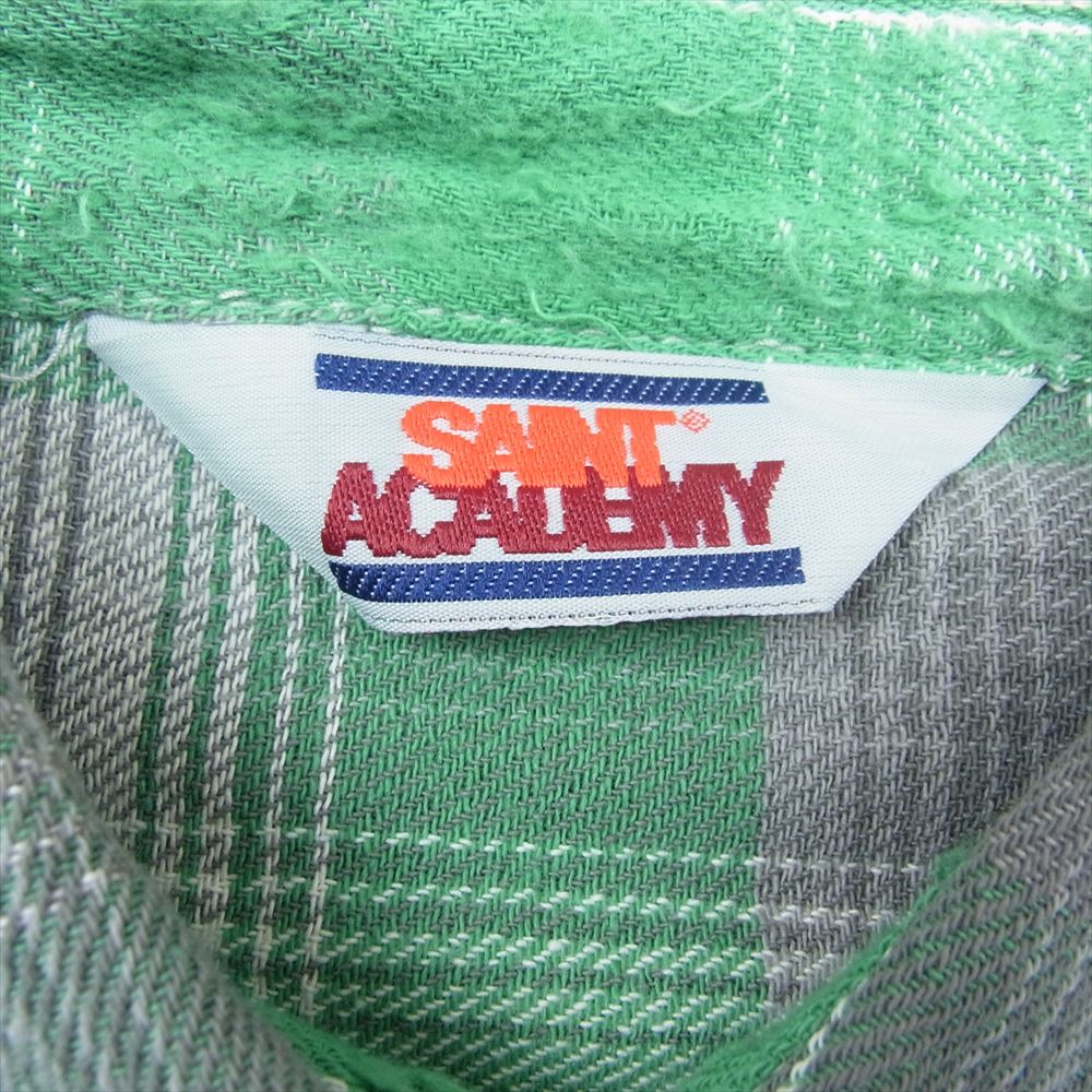 セントマイケル 23SS SM-S23-0000-088 × シャーマーアカデミー CHECK FRANNEL SHIRT チェック フランネル 長袖 シャツ グリーン系 L【新古品】【未使用】【中古】