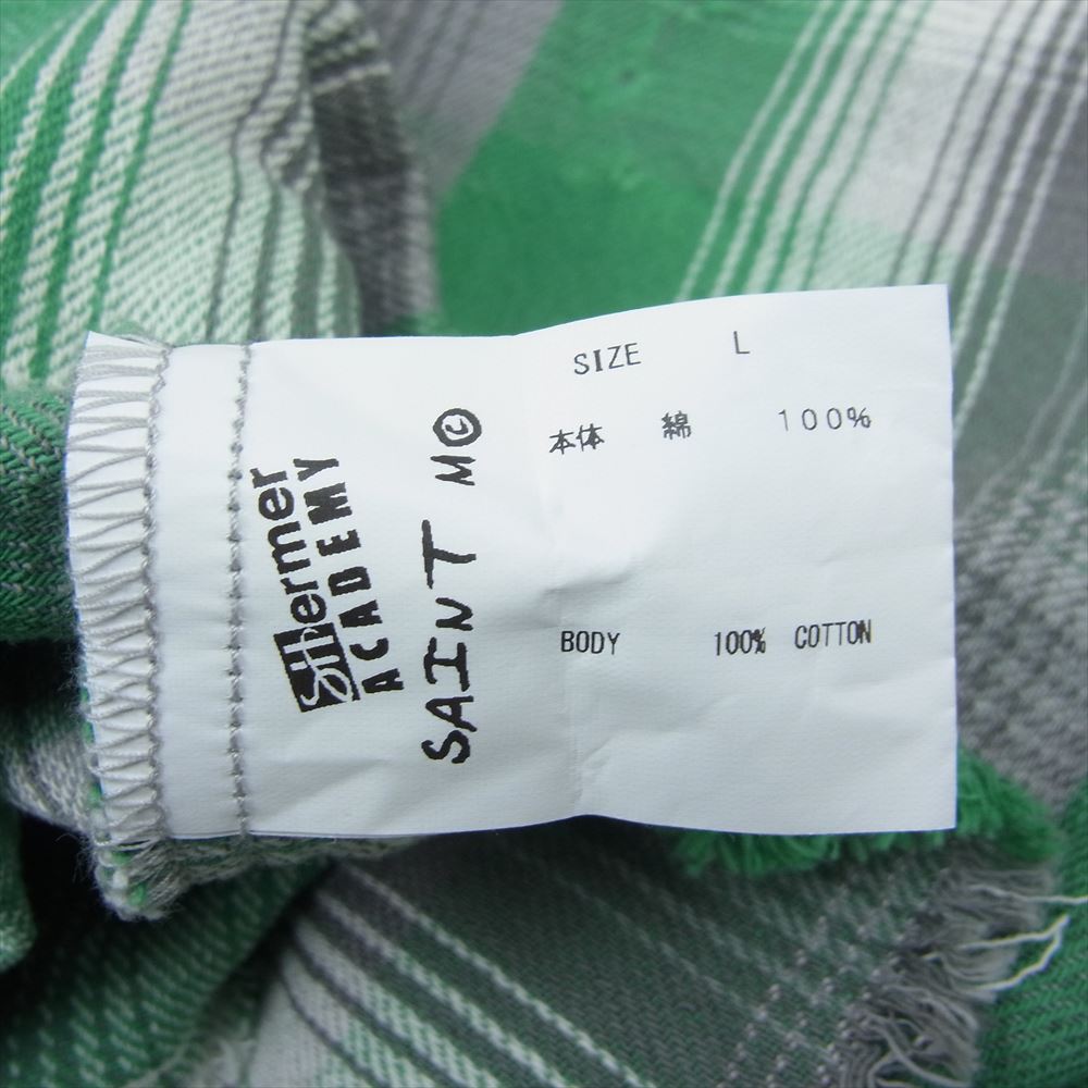 セントマイケル 23SS SM-S23-0000-088 × シャーマーアカデミー CHECK FRANNEL SHIRT チェック フランネル 長袖 シャツ グリーン系 L【新古品】【未使用】【中古】