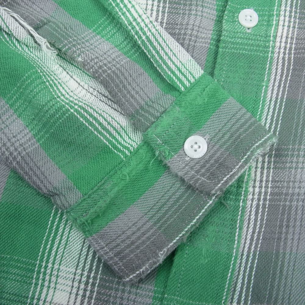 セントマイケル 23SS SM-S23-0000-088 × シャーマーアカデミー CHECK FRANNEL SHIRT チェック フランネル 長袖 シャツ グリーン系 L【新古品】【未使用】【中古】