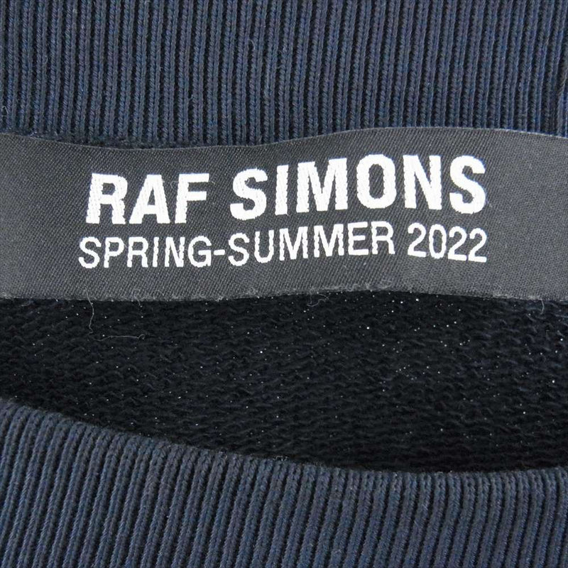 RAF SIMONS ラフシモンズ 22SS Destroyed Crewneck Sweater Sreapers オーバーサイズ スリーパーズ プリント ダメージ スウェット ネイビー系 2【美品】【中古】