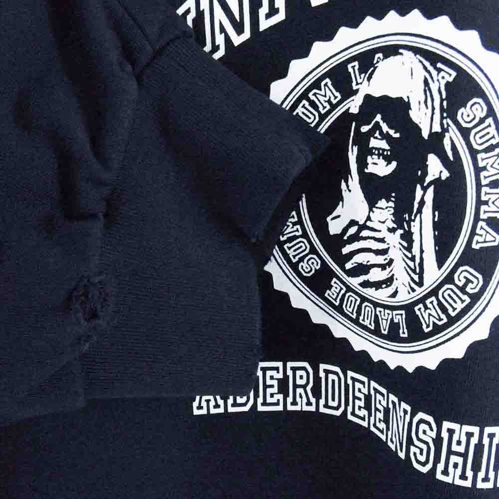 RAF SIMONS ラフシモンズ 22SS Destroyed Crewneck Sweater Sreapers オーバーサイズ スリーパーズ プリント ダメージ スウェット ネイビー系 2【美品】【中古】