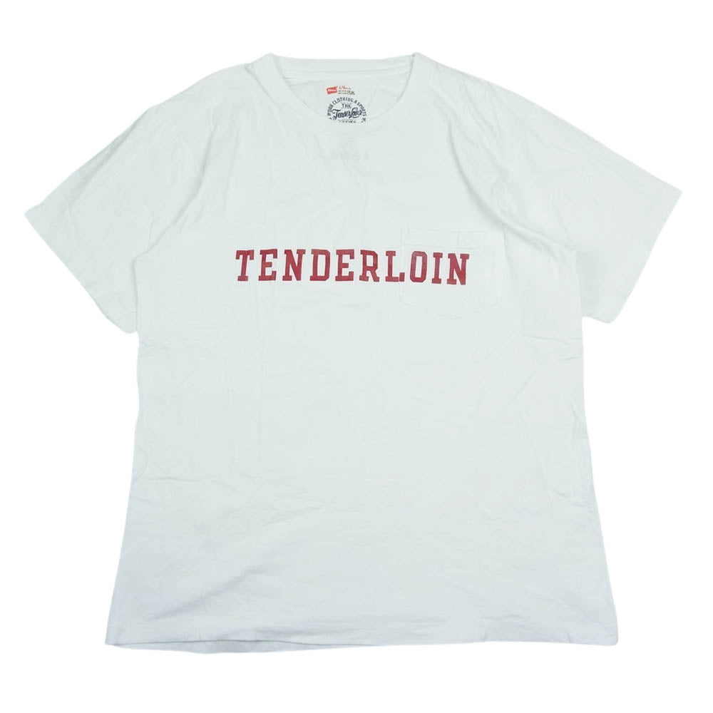TENDERLOIN テンダーロイン HANES ヘインズ ロゴ プリント 半袖 Tシャツ ホワイト系 L【中古】