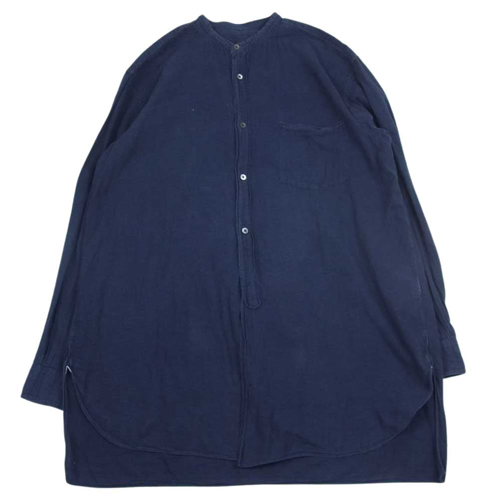 COMOLI コモリ K01-02006 ベタシャン バンドカラー シャツ ネイビー系 3【中古】