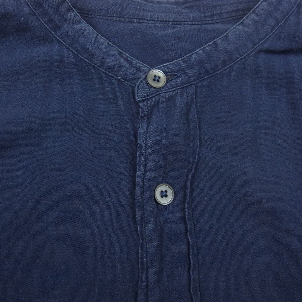 COMOLI コモリ K01-02006 ベタシャン バンドカラー シャツ ネイビー系 3【中古】