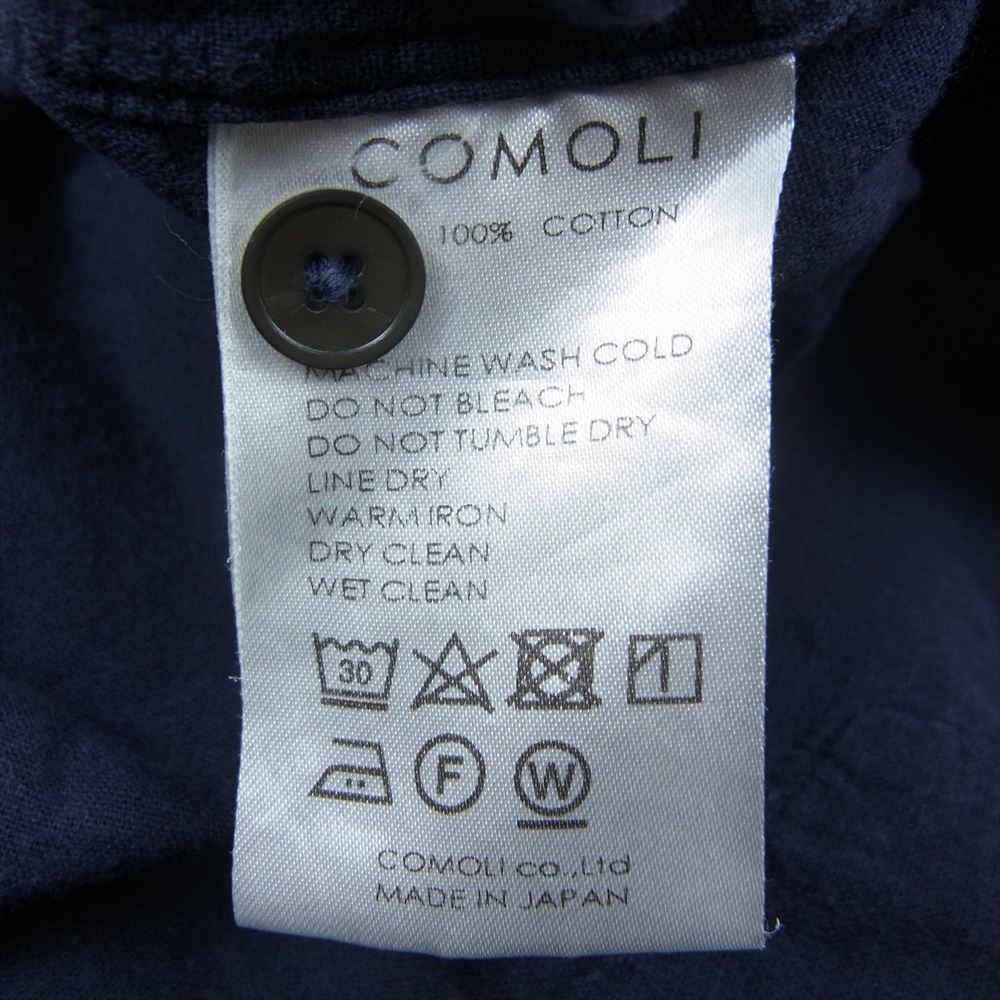 COMOLI コモリ K01-02006 ベタシャン バンドカラー シャツ ネイビー系 3【中古】