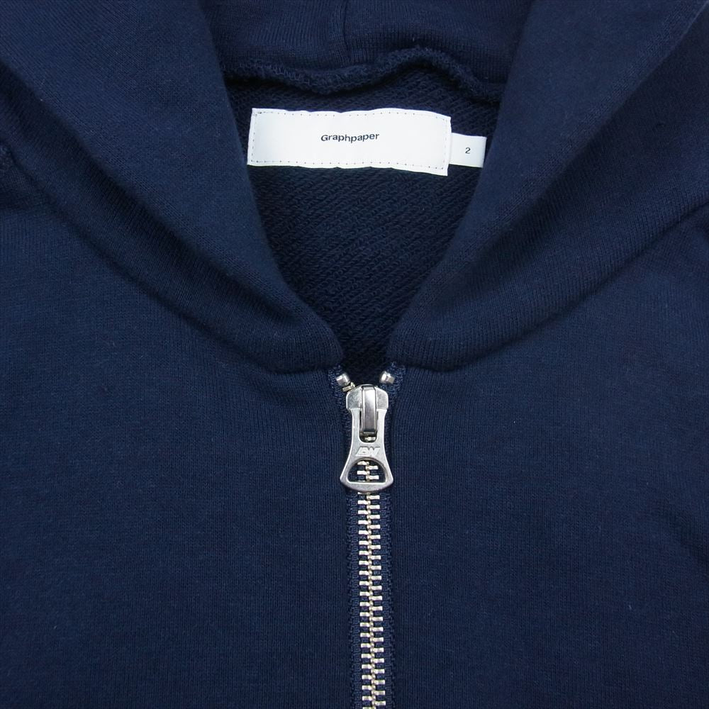 GRAPHPAPER グラフペーパー GU203-70173B LOOPWHEELER ループウィラー Full-Zip Parka フルジップ パーカー ネイビー系 2【中古】
