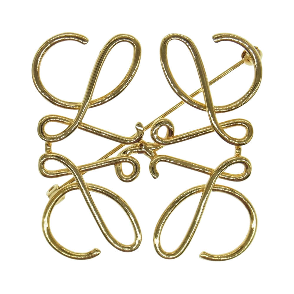 LOEWE ロエベ ANAGRAM BROOCH アナグラム ロゴ ブローチ ゴールド系【中古】