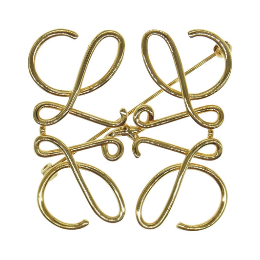 LOEWE ロエベ ANAGRAM BROOCH アナグラム ロゴ ブローチ ゴールド系【中古】