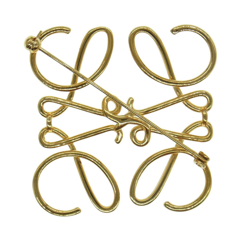 LOEWE ロエベ ANAGRAM BROOCH アナグラム ロゴ ブローチ ゴールド系【中古】