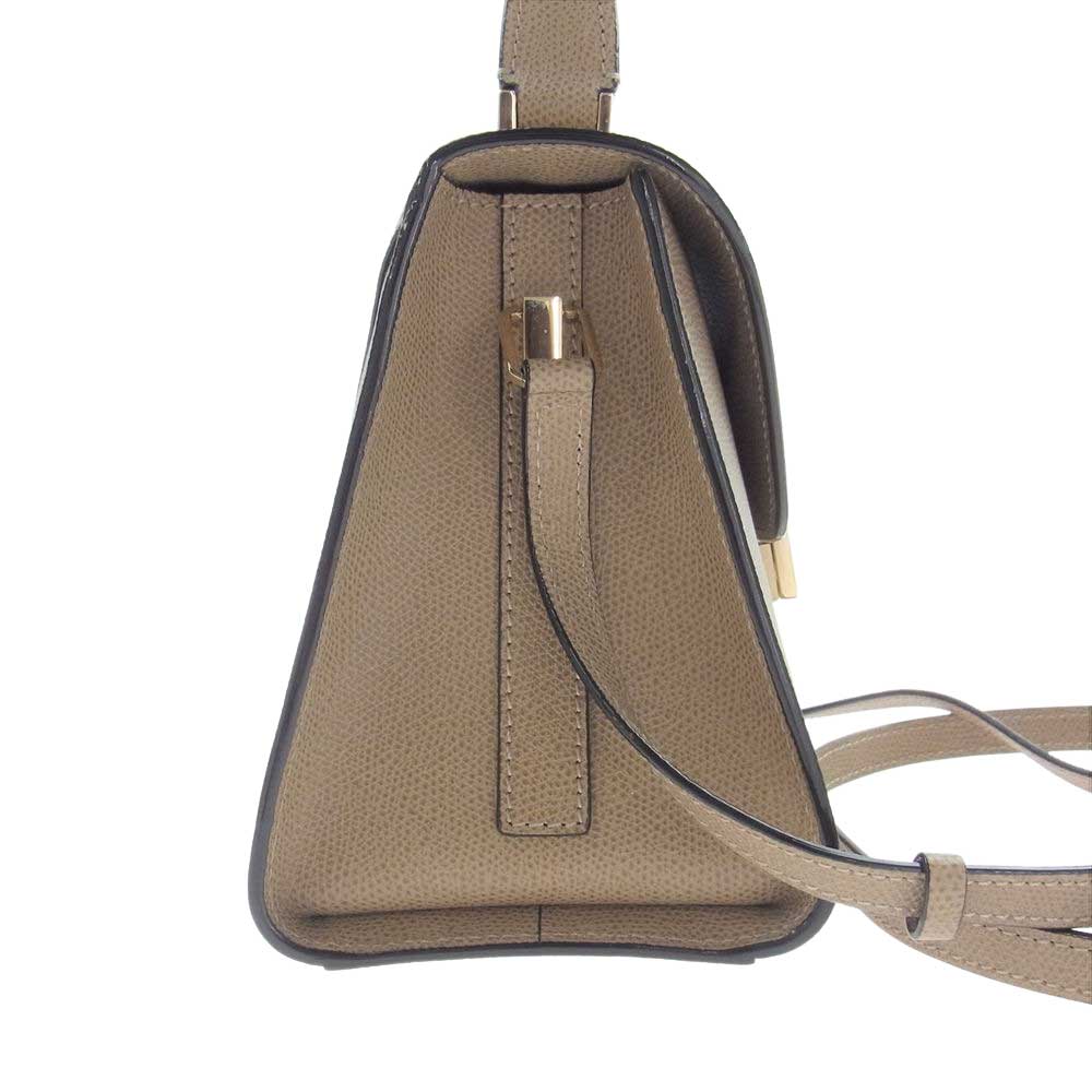 ヴァレクストラ  ISIDE MINI OYSTER イジィデ ミニ レザー ハンド ショルダー バッグ ベージュ系【美品】【中古】