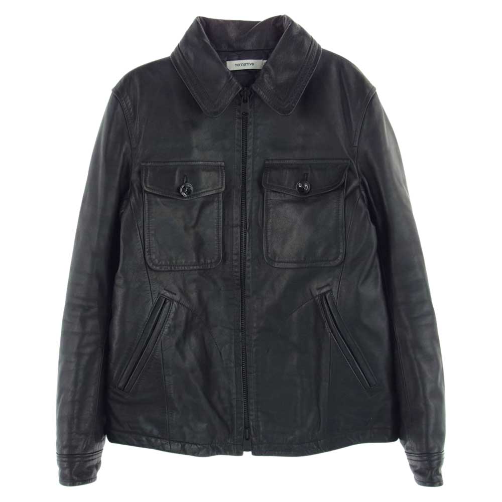 nonnative ノンネイティブ TNP-NN-JU2202 RANCHER BLOUSON COW LEATHER カウレザー ランチャーブルゾン 牛革 ブラック系 2【中古】