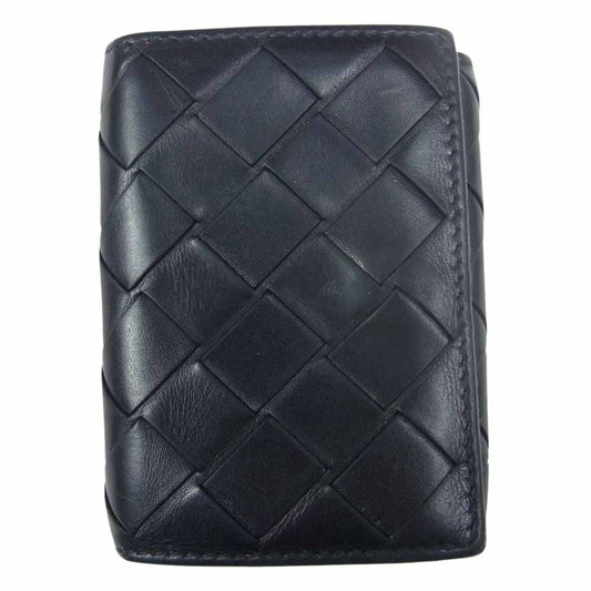 BOTTEGAVENETA ボッテガヴェネタ タイニー イントレチャート 三つ折り ウォレット ミニ 財布  ブラック系【中古】