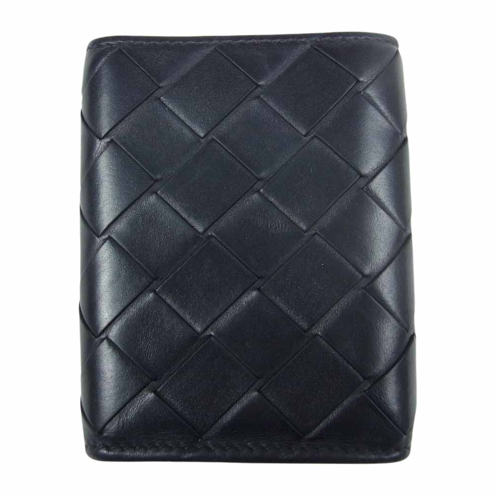 BOTTEGAVENETA ボッテガヴェネタ タイニー イントレチャート 三つ折り ウォレット ミニ 財布  ブラック系【中古】