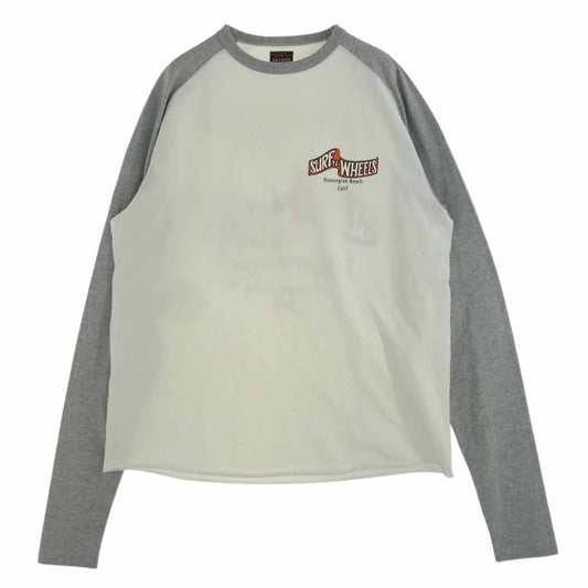 The REAL McCOY'S ザリアルマッコイズ プリント ラグラン Tシャツ カットソー オフホワイト系 グレー系 文字部分：黒系、オレンジ系 L【中古】