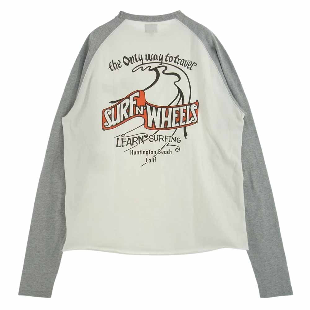 The REAL McCOY'S ザリアルマッコイズ プリント ラグラン Tシャツ カットソー オフホワイト系 グレー系 文字部分：黒系、オレンジ系 L【中古】