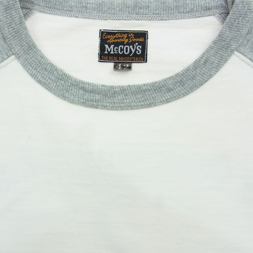 The REAL McCOY'S ザリアルマッコイズ プリント ラグラン Tシャツ カットソー オフホワイト系 グレー系 文字部分：黒系、オレンジ系 L【中古】