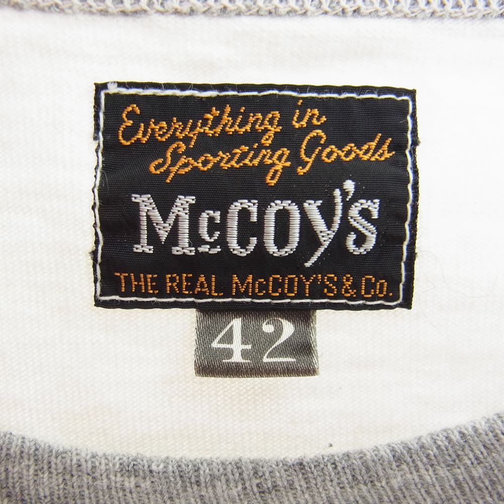 The REAL McCOY'S ザリアルマッコイズ プリント ラグラン Tシャツ カットソー オフホワイト系 グレー系 文字部分：黒系、オレンジ系 L【中古】
