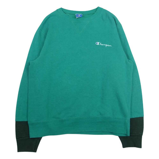Champion チャンピオン 80s 青刺繍タグ 袖リメイク スウェット グリーン系 M【中古】