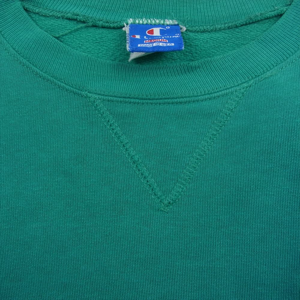 Champion チャンピオン 80s 青刺繍タグ 袖リメイク スウェット グリーン系 M【中古】