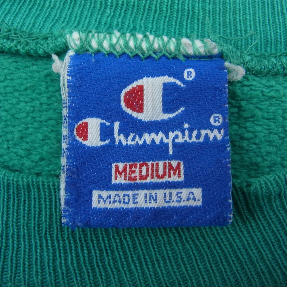 Champion チャンピオン 80s 青刺繍タグ 袖リメイク スウェット グリーン系 M【中古】