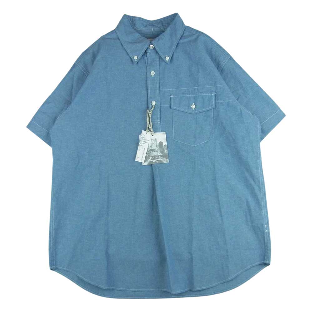 Engineered Garments エンジニアードガーメンツ popover bd shirt-cotton chambray シングルニードル コットン シャンブレー 半袖 シャツ インディゴブルー系 M【新古品】【未使用】【中古】