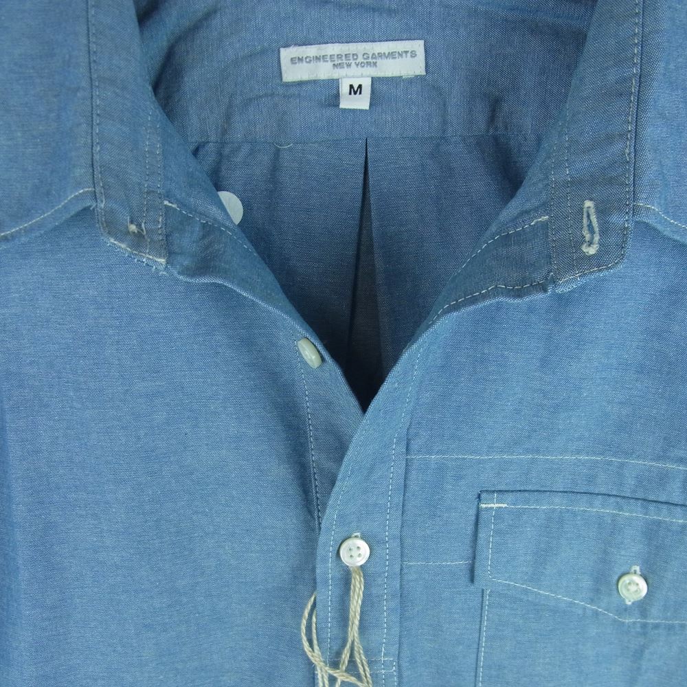 Engineered Garments エンジニアードガーメンツ popover bd shirt-cotton chambray シングルニードル コットン シャンブレー 半袖 シャツ インディゴブルー系 M【新古品】【未使用】【中古】
