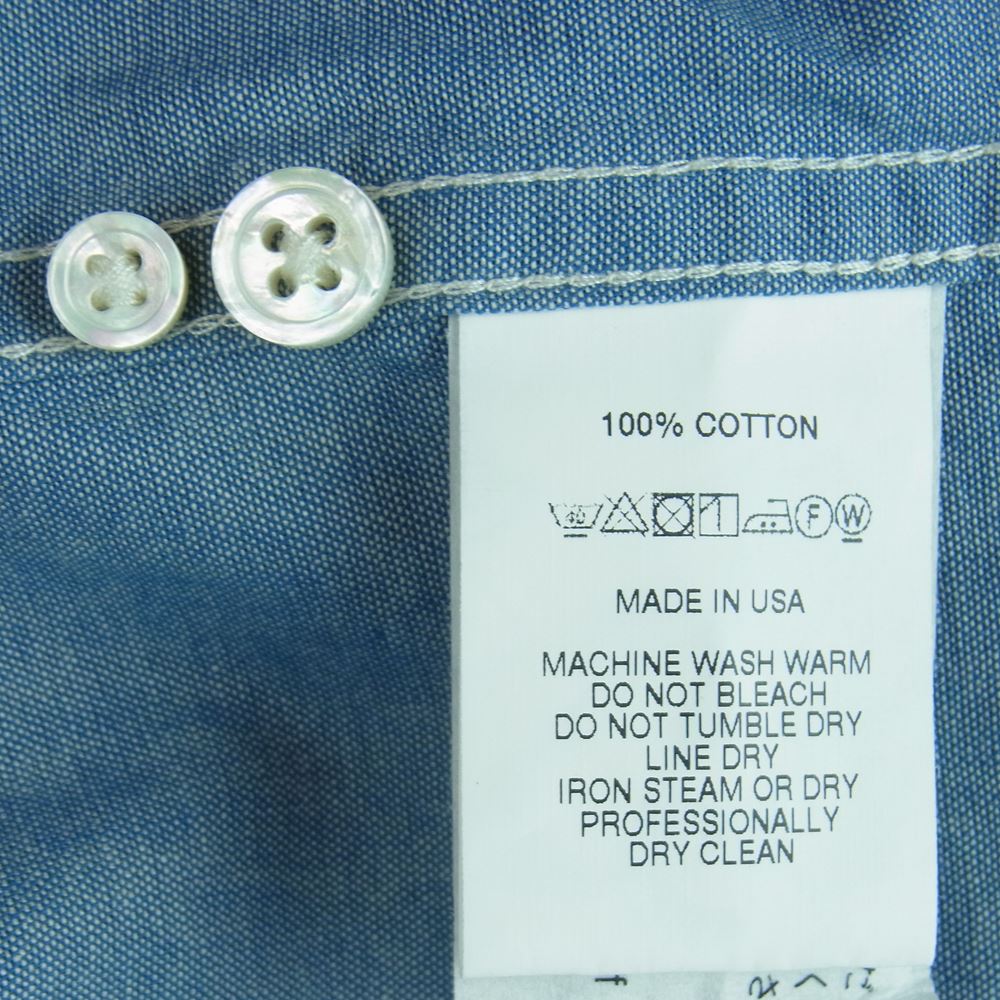 Engineered Garments エンジニアードガーメンツ popover bd shirt-cotton chambray シングルニードル コットン シャンブレー 半袖 シャツ インディゴブルー系 M【新古品】【未使用】【中古】