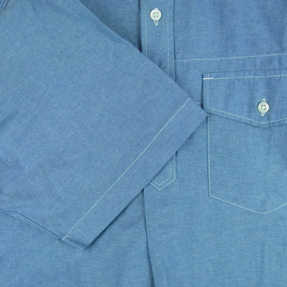 Engineered Garments エンジニアードガーメンツ popover bd shirt-cotton chambray シングルニードル コットン シャンブレー 半袖 シャツ インディゴブルー系 M【新古品】【未使用】【中古】