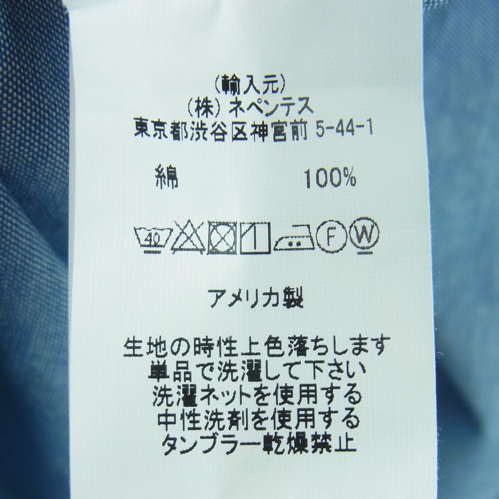 Engineered Garments エンジニアードガーメンツ 19 Century BD Shirt-Cotton Chambray シングルニードル コットン シャンブレー 長袖シャツ インディゴブルー系 M【新古品】【未使用】【中古】